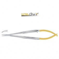 UltraGripX™ TC Barraquer Micro Needle Holder Curved - Smooth Jaws - Round Handle Stainless Steel, 13 cm - 5"